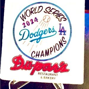 WORLD SERIES 2024 CHAMPIONS coasters. White Marble cork backed LA DODGERS